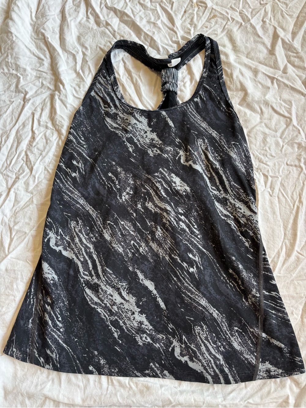GAP Black and White Marble-Print Racerback Tank